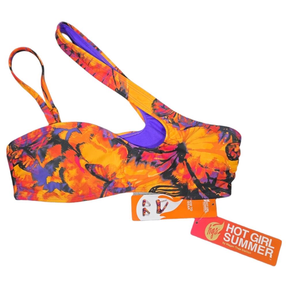 Hot Girl Summer Megan Thee Stallion SM NWT Purple Orange Bikini Top Y2K Festival